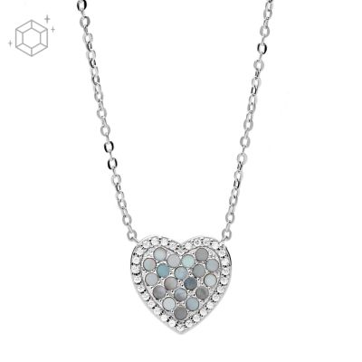 

Fossil Femmes Collier à motif cœur Elliott en nacre bleu