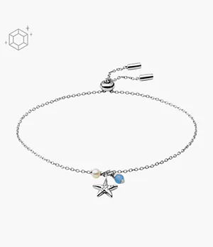 Elliott Sea Stars Chalcedony and Freshwater Pearl Chain Bracelet