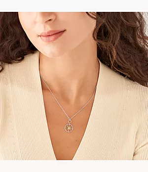 Elliott Compass White Synthetic Opal Sterling Silver Pendant Necklace