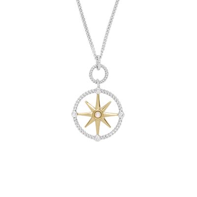 Kette Elliott Compass Anhänger Opal Sterlingsilber mehrfarbig synthetischer JFS00576998 Fossil - 