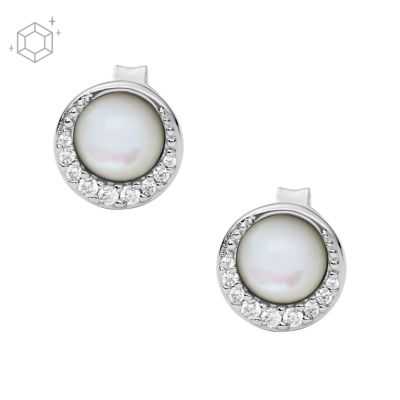 

Fossil Femmes Clous d’oreilles Crescent en argent 925 et nacre blancs