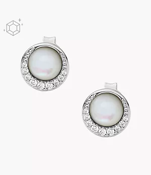 Crescent White Mother-of-Pearl Sterling Silver Stud Earrings
