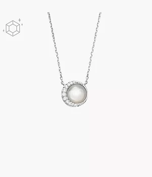 Collana Crescent in argento 925 con pendente in madreperla bianca