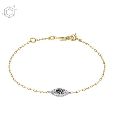 Gliederarmband Evil Eye Sterlingsilber vergoldet