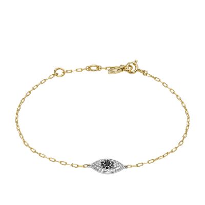 

Fossil Femmes Bracelet à chaîne mauvais œil en argent 925 doré