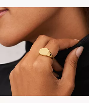 Sterling All Stacked Up 14K Gold-Plated Sterling Silver Signet Ring