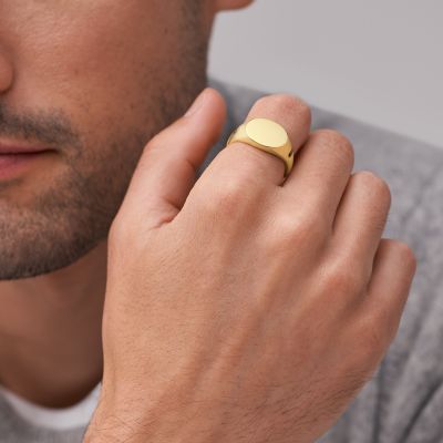 Mens solid gold signet on sale ring