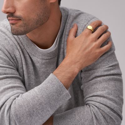 Gold plated signet ring on sale mens