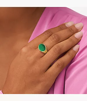 Sterling All Stacked Up Malachite Signet Ring