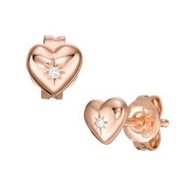 True Love 14K Rose Gold Plated Clear Laboratory Grown Diamond Stud