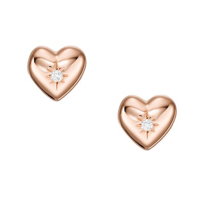

Fossil Femmes Clous d’oreilles True Love avec diamants de synthèse transparents doré rose