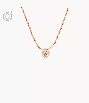 Collier à pendentif avec diamant synthétique transparent plaqué ton or rose True Love