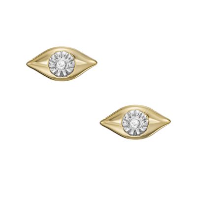 

Fossil Femmes Clous d’oreilles Evil Eye avec diamants de synthèse transparents doré
