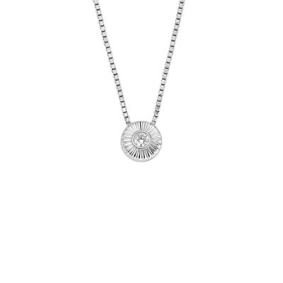 

Fossil Femmes Collier pendentif circulaire texturé en argent 925