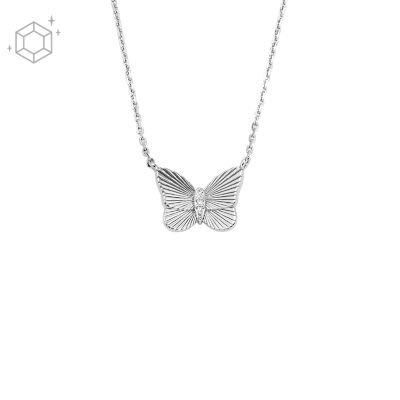 Mini Engraved Locket Necklace - Butterfly