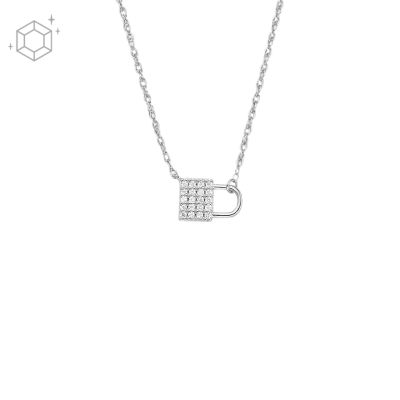 Sterling silver lock on sale necklace