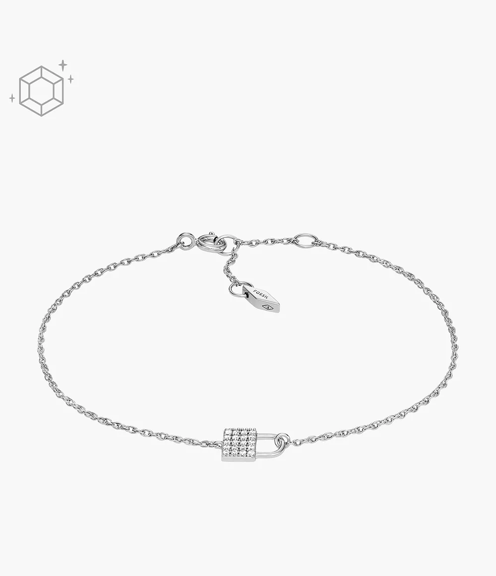 Fossil Femmes Bracelet chaîne et cadenas en argent 925