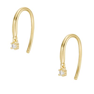 All Stacked Up Gold-Tone Sterling Silver Pull Through Earrings