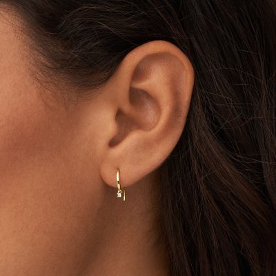 All Stacked Up Gold-Tone Sterling Silver Pull Through Earrings