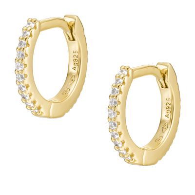 Ellis Pavé Glitz Gold-Tone Sterling Silver Hoop Earrings