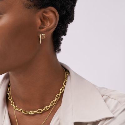 Ellis Pavé Glitz Gold-Tone Sterling Silver Hoop Earrings