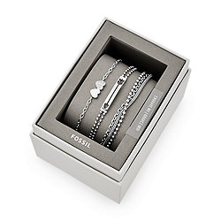Silver-Tone Steel Bracelet Gift Set