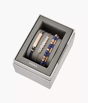 Conjunto de regalo con pulseras de acero en color azul marino