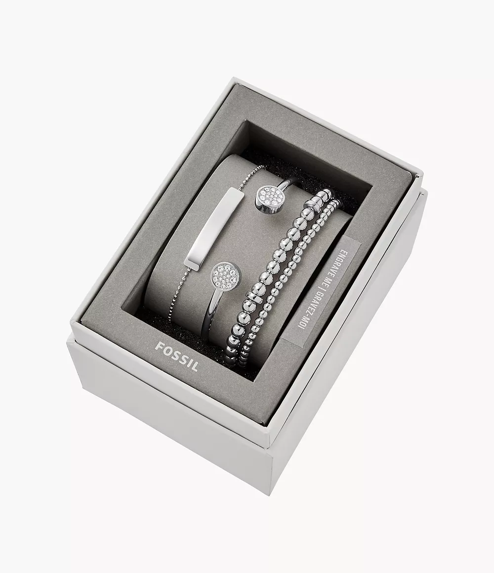 Fossil Women Silver-Tone Steel Bracelet Gift Set
