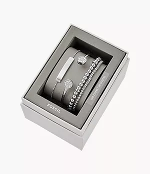 Silver-Tone Steel Bracelet Gift Set