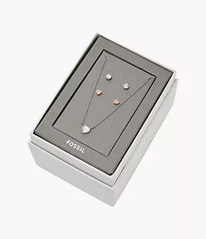 Two-Tone Steel Studs and Necklace Gift Set
