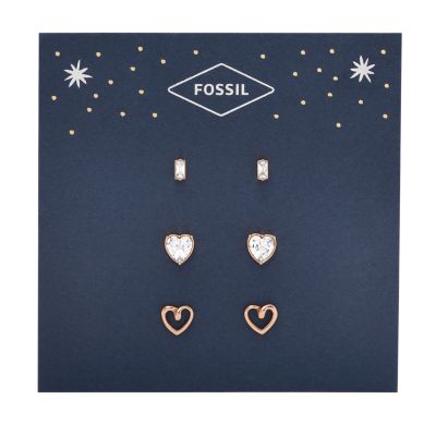 Fossil rose gold sales heart earrings