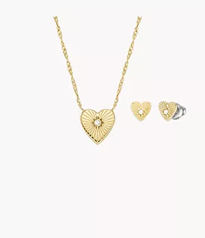 Gold-Tone Stainless Steel Necklace and Earrings Set