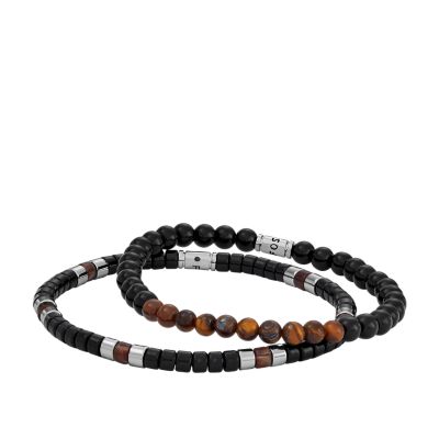 Black Acrylic Beaded Bracelet Gift Set - JGFTSET1064 - Fossil