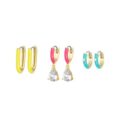 Gold-Tone Brass Hoop Earrings Set  JGFTSET1071