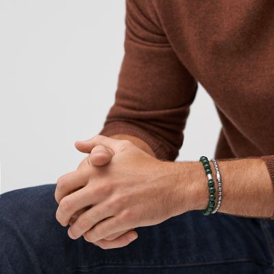 Core Green Glass and Stainless Steel Bracelet Set - JGFTSET1075