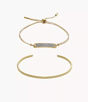 Core Gifts Gold-Tone Stainless Steel Cuff and Bracelet Set