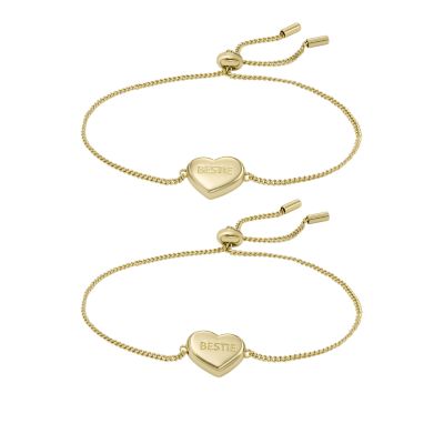 Ensemble De Bracelets Station Heart En Laiton Ton Or