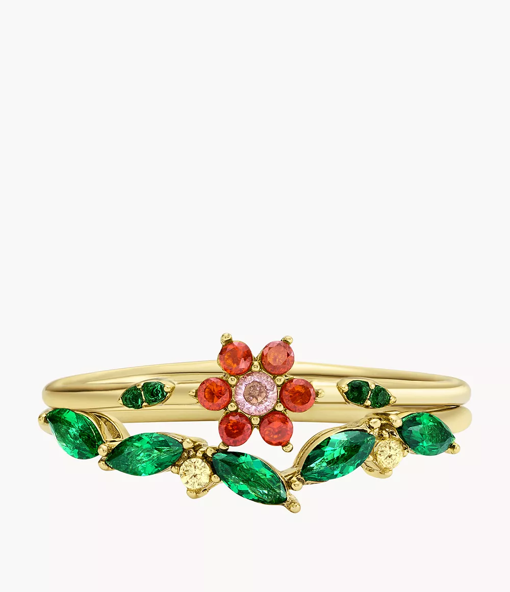 Image of Garden Party Multicolour Crystals Ring Set