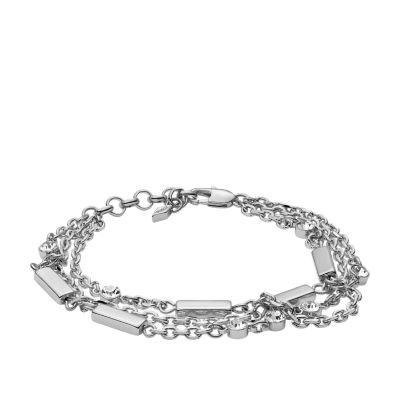 Multi-Chain Silver-Tone Brass Bracelet
