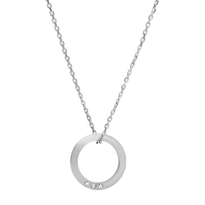 Open Circle Silver-Tone Brass Necklace