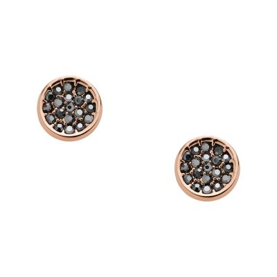 Fossil Outlet Women's Pavé Disc Rose Gold-Tone Brass Studs - Rose Gold