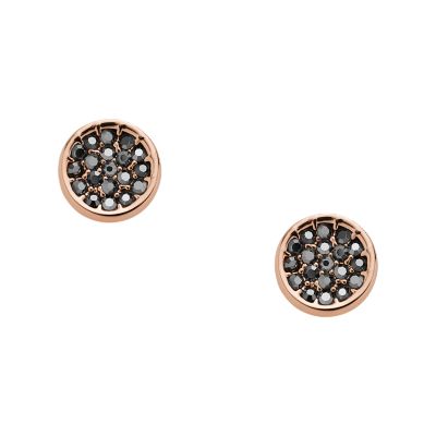 Pavé Disc Rose Gold-Tone Brass Studs