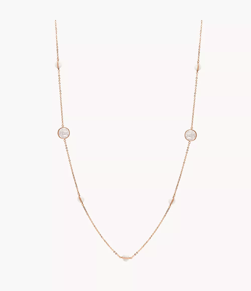 Fossil Women's Rose Gold-Tone Brass Station Necklace