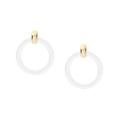 White Acetate Drop Earrings