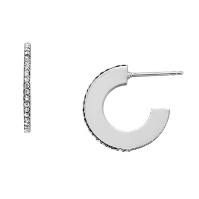 Fossil Women Silver-Tone Brass Hoop Earrings