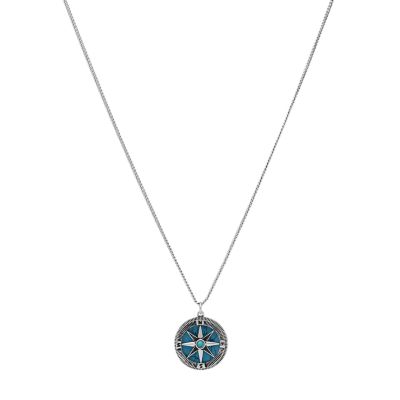 

Fossil Homme Collier pendentif en laiton effet vieilli argenté