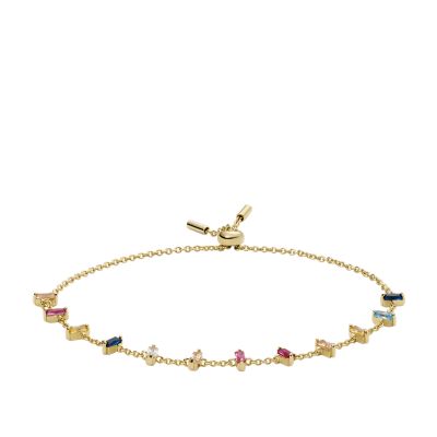 Fossil Femmes Bracelet en laiton effet vieilli multicolore à fermoir coulissant -Doré