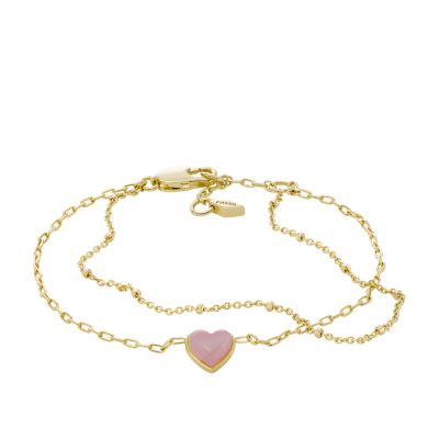 

Fossil Femmes Bracelet à chaîne cœur en résine rose poudré