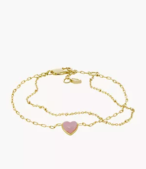 Blush Pink Resin Heart Chain Bracelet