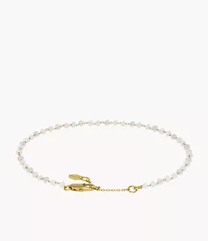 Bracelet de cheville perlé en verre blanc